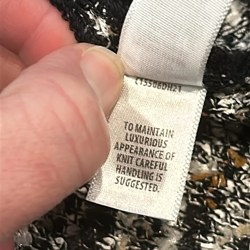 St. John Inlaid Eyelash Knit Cap Sleave A-Line Dress size 8 Black White Brown - Picture 9 of 17